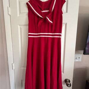 Stop Staring! Alaina Estrada Red Sailor Nautical Fit & Flare Dress XL